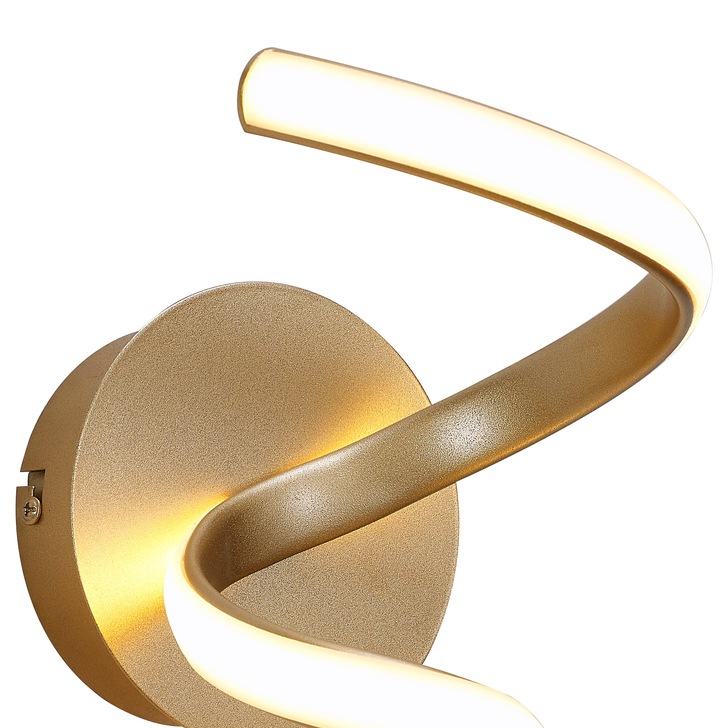 Idolite Baker Spiral Led Wall Light In Champgane Gold Finish - 3000K