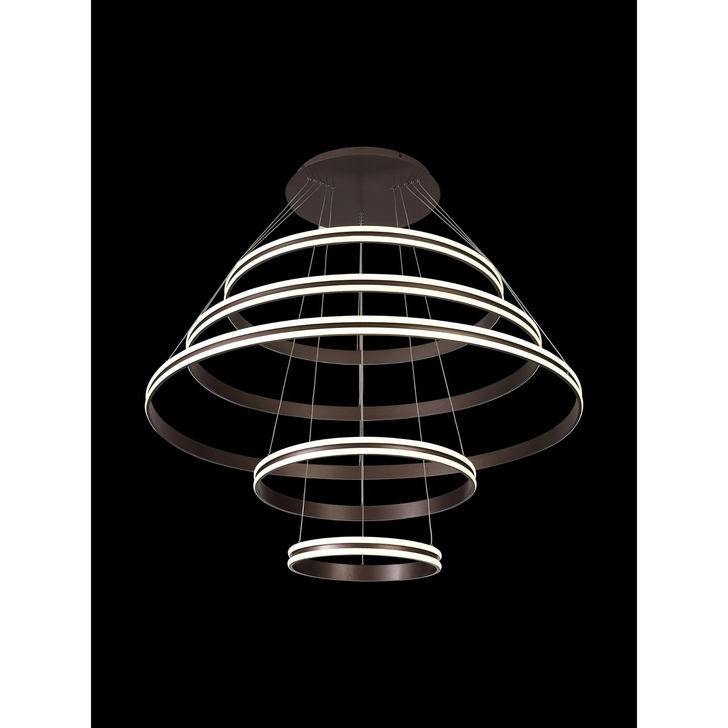 Idolite Balbi Coffee Finish Extra Large 5 Ring Dimmable Led Pendant Light - 4000K