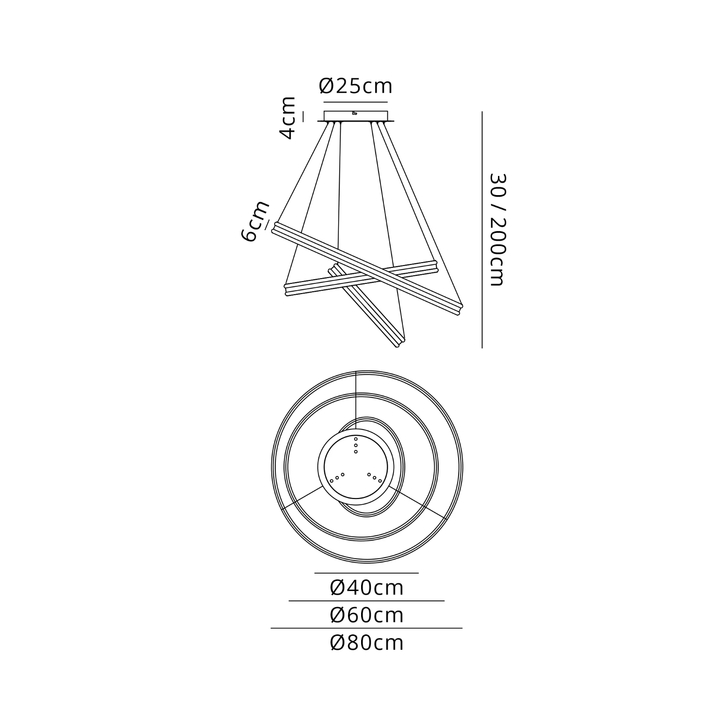Idolite Balbi Graphite Large 3 Ring Dimmable Led Pendant Light - 4000K