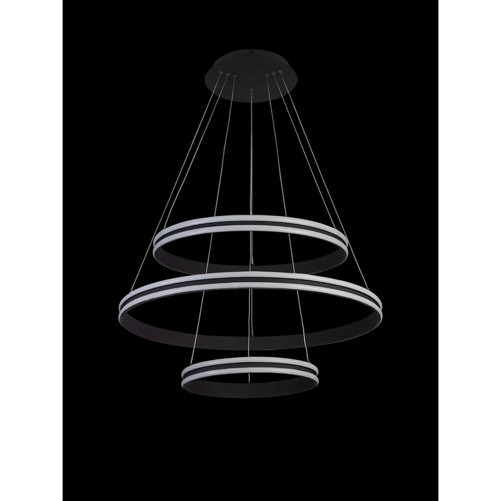Idolite Balbi Graphite Large 3 Ring Dimmable Led Pendant Light - 4000K