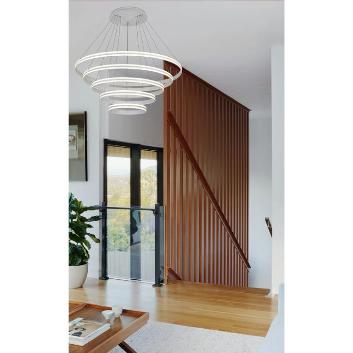 Idolite Balbi Matt White Extra Large 5 Ring Dimmable Led Pendant Light - 4000K