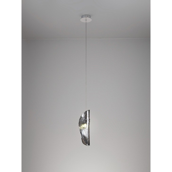 Idolite Bangeta Polished Chrome Single Pendant Light Complete With Smoked Glass