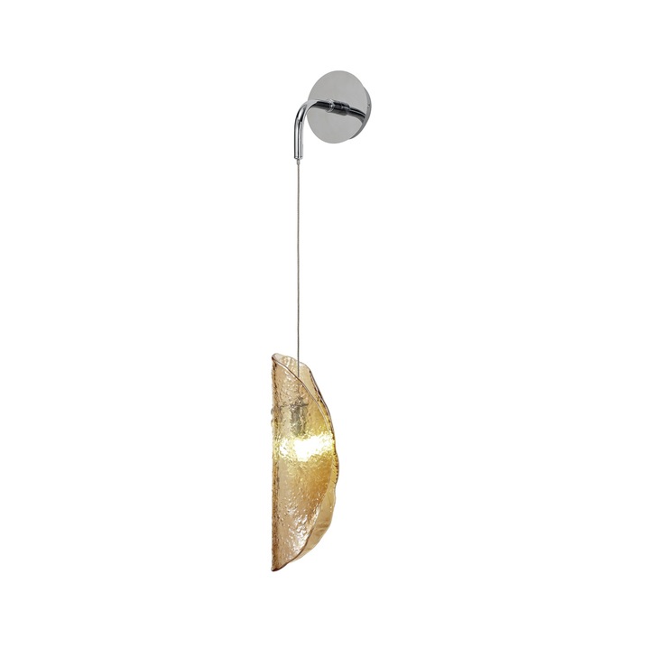 Idolite Bangeta Polished Chrome Single Wall Light Complete With Amber Glass