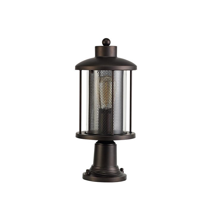 Idolite Bank Antique Bronze Exterior Pedestal Lamp