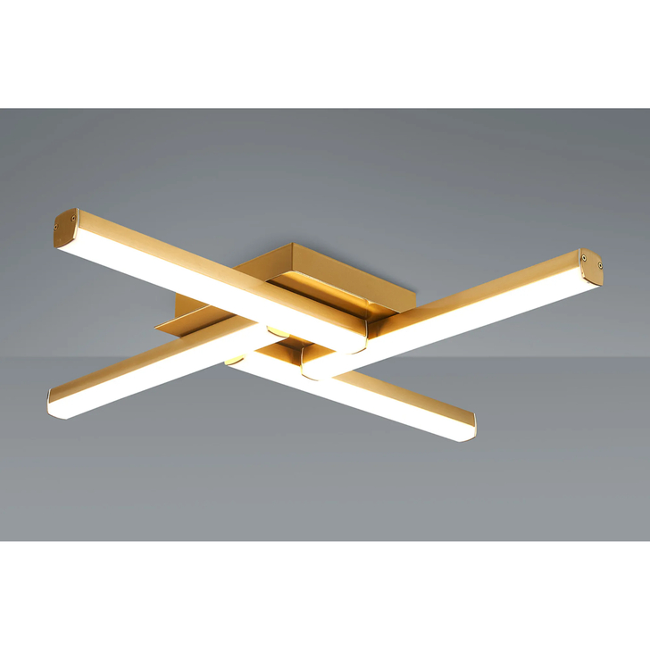 Idolite Barking Brass 4 Arm Flush LED Bathroom Ceiling Light - 3000K LED, IP44