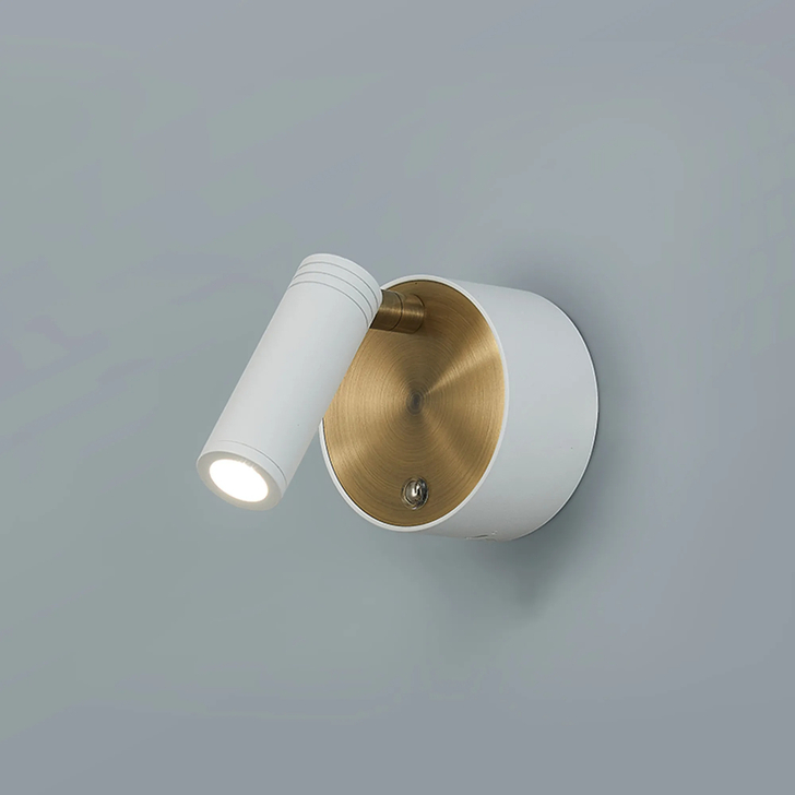 Idolite Barnes Rechargeable Battery Operated Wall Light, 2W LED, 3000/4500/6000K CCT, 69lm, Remote Control Dimmable, White/Antique Brass