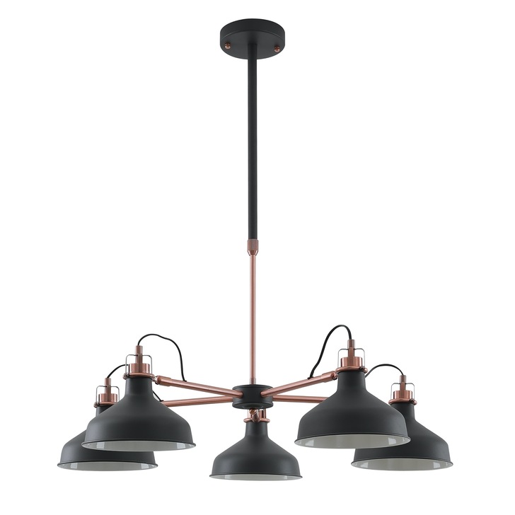 Idolite Blackwall Black/Copper 5 Light Pendant