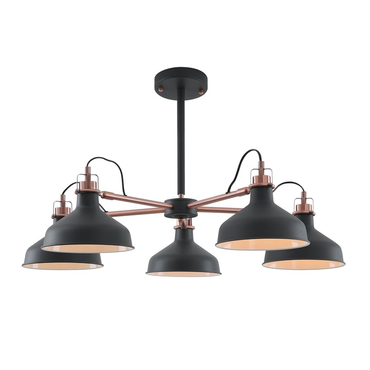 Idolite Blackwall Black/Copper 5 Light Pendant