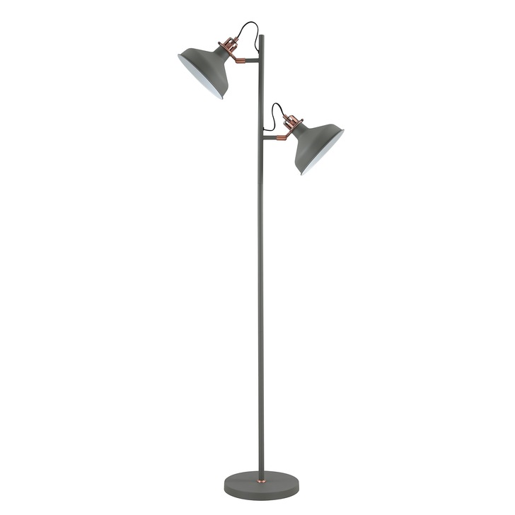 Idolite Blackwall Grey/Copper 2 Light Adjustable Floor Lamp