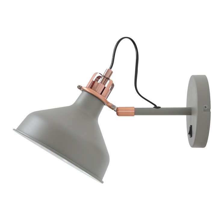 Idolite Blackwall Sand Grey/Copper Adjustable Wall Light