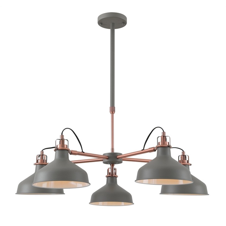 Idolite Blackwall Sand Grey/Copper Large 5 Light Pendant