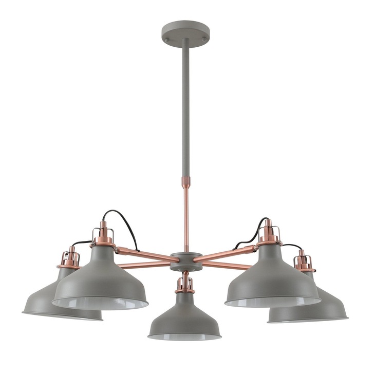 Idolite Blackwall Sand Grey/Copper Large 5 Light Pendant