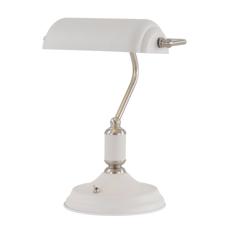 Idolite Blackwall Sand White/Satin Nickel Bankers Lamp