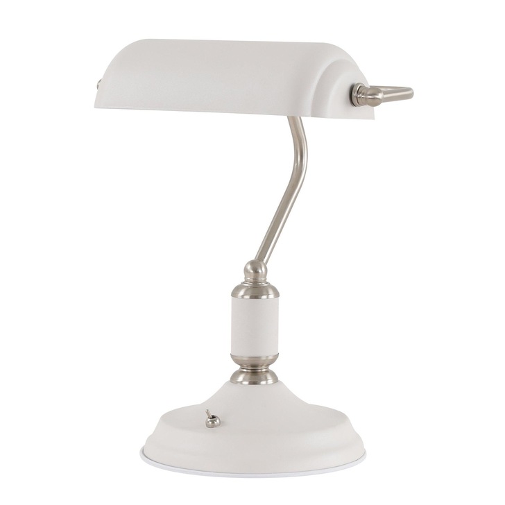 Idolite Blackwall Sand White/Satin Nickel Bankers Lamp