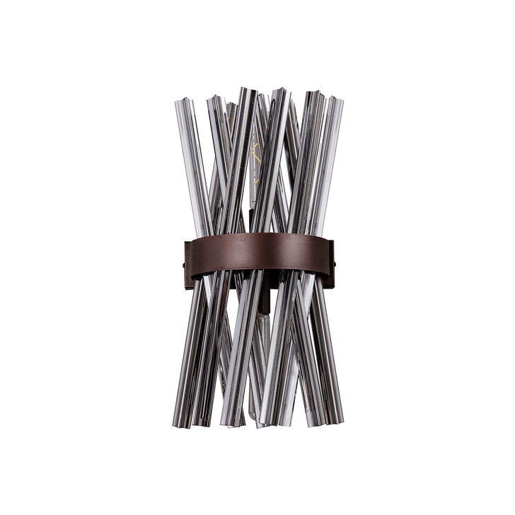 Idolite Burns Bronze Oxide Large 2 Light Wall Light Complete With Smoke Glass Rods