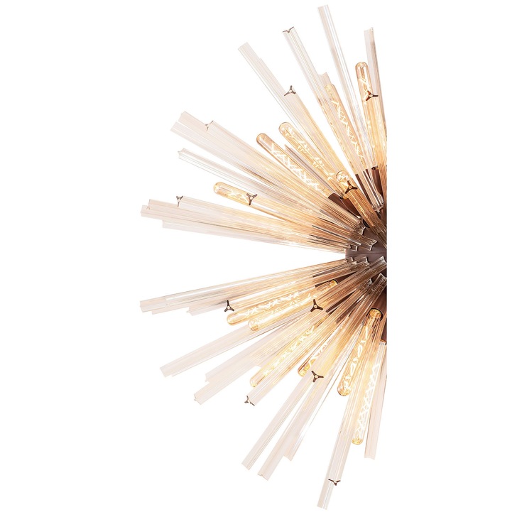 Idolite Burns Brown Oxide Large 32 Light Round Pendant Complete With Champagne Glass Rods