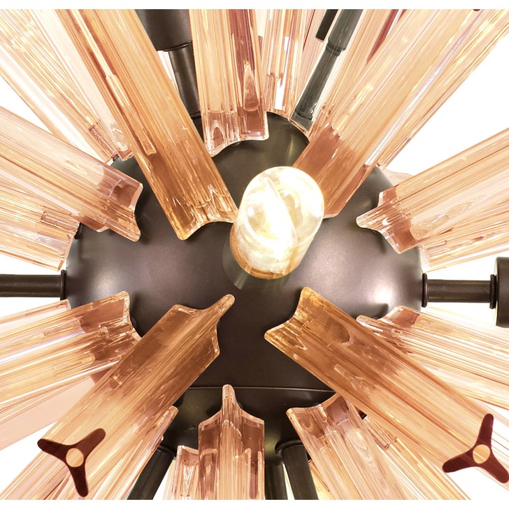 Idolite Burns Brown Oxide Round 10 Light Pendant Light Complete With Champagne Glass Rods