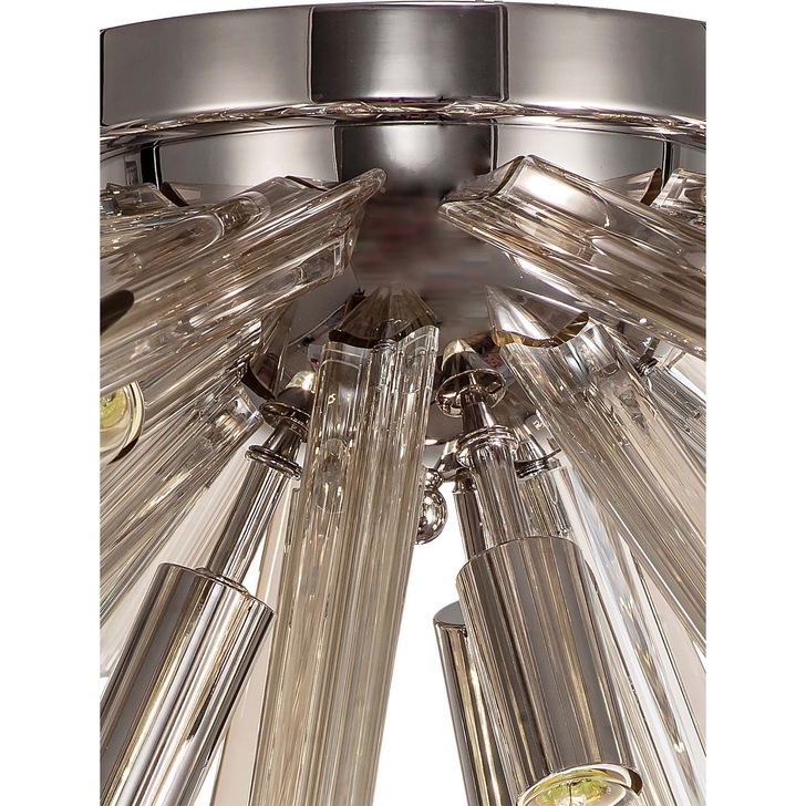 Idolite Burns Polished Nickel 6 Light Semi-Flush Ceiling Light Complete With Champagne Glass Rods