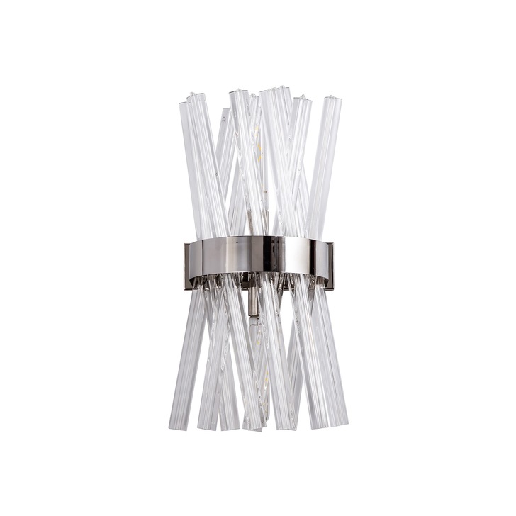 Idolite Burns Polished Nickel Large 2 Light Wall Light Complete With Clear Glass Rods