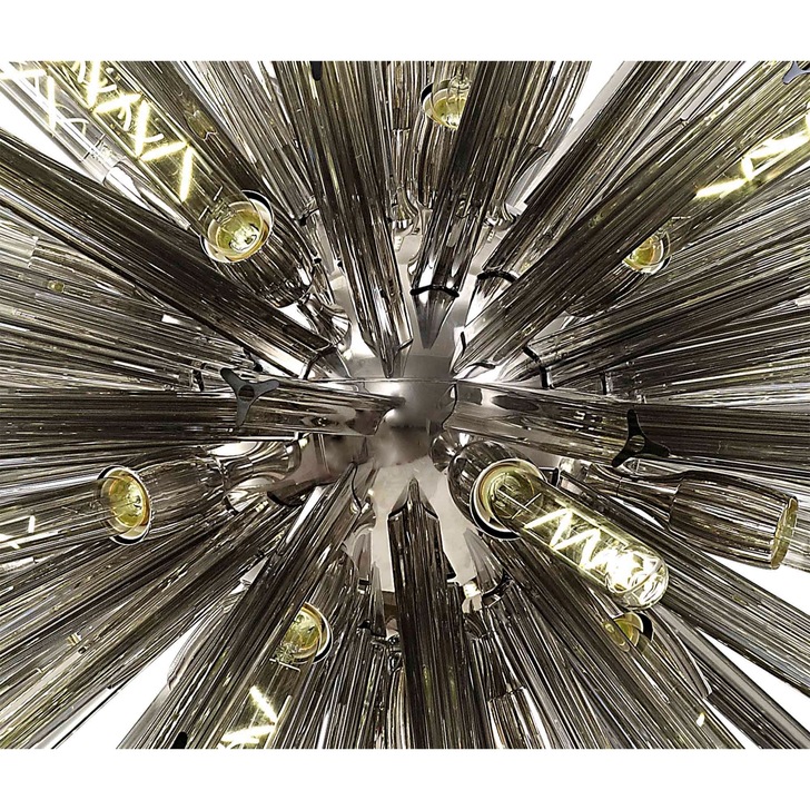 Idolite Burns Polished Nickel Large 32 Light Oval Pendant Complete With Champagne Glass Rods