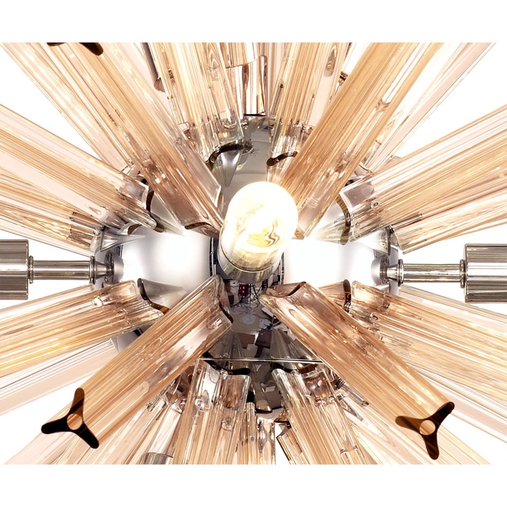 Idolite Burns Polished Nickel Round 10 Light Pendant Complete With Champagne Glass Rods