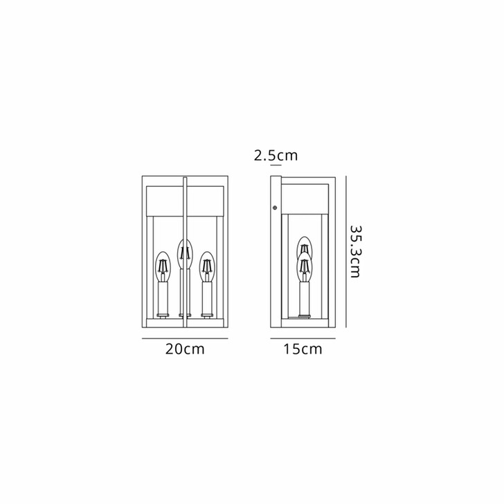 Idolite Butterton Rectangular 2 Light Large Flush Wall Lantern Complete With Seeded Clear Glass - IP54