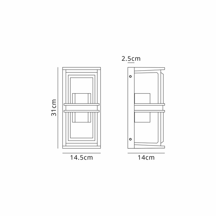 Idolite Buxton Flush 2 Light Exterior Wall Lantern In Black And Silver With Clear Seeded Glass