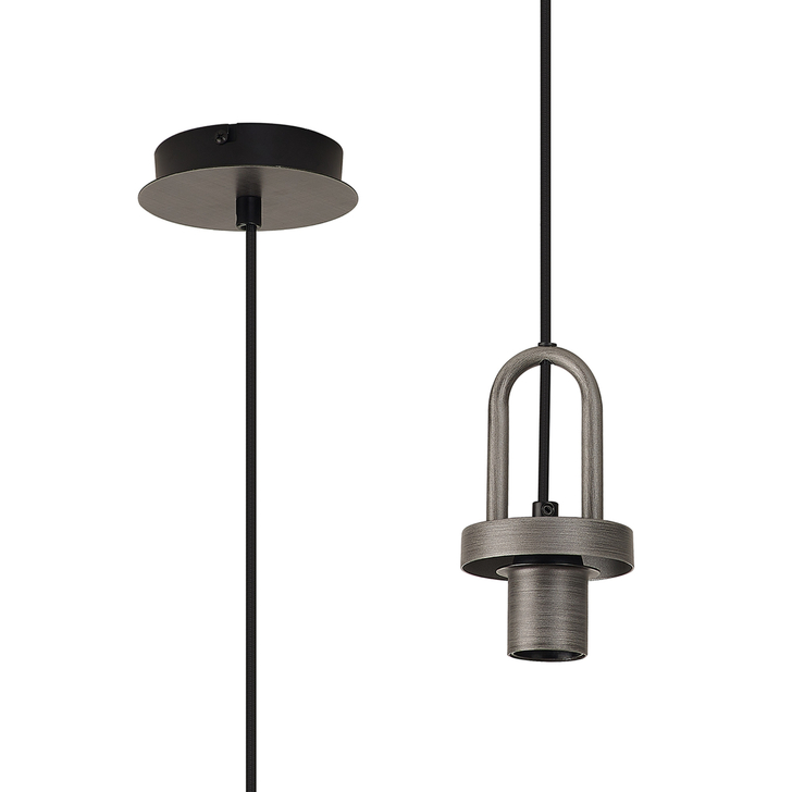 Idolite Camille 1 Light Pendant, 1 x E27, Aged Pewter/Matt Black