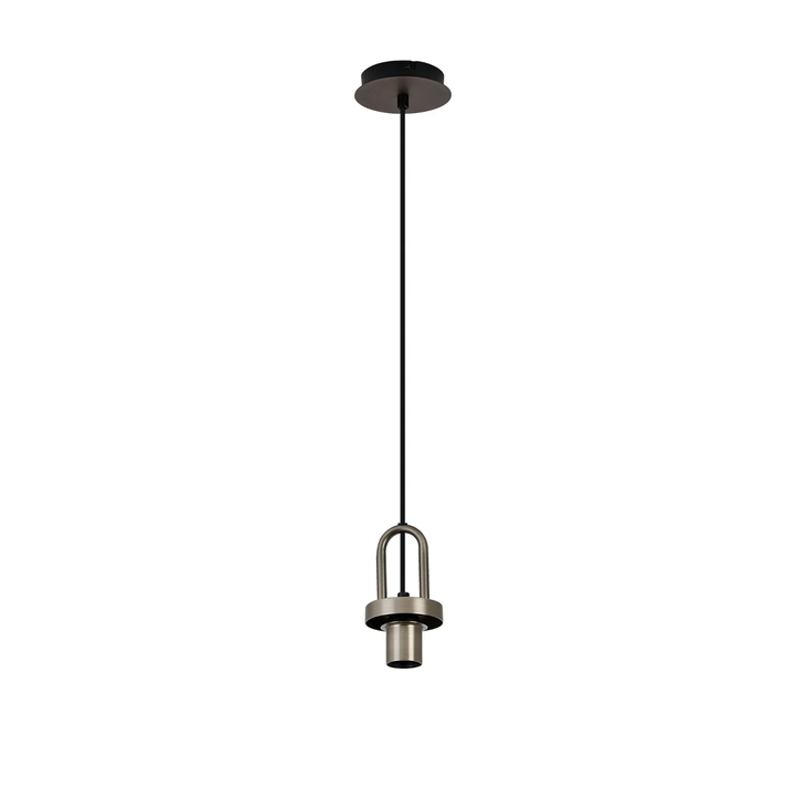 Idolite Camille 1 Light Pendant, 1 x E27, Antique Silver/Matt Black