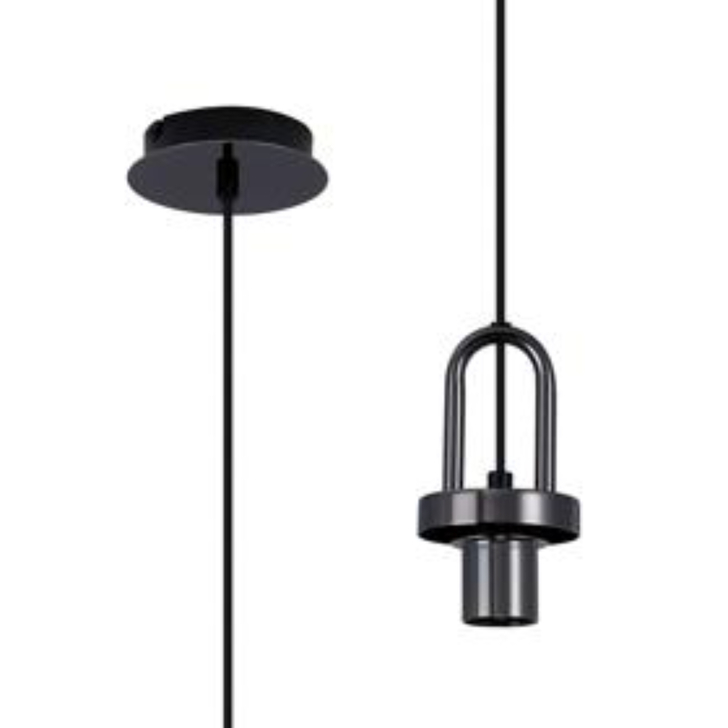 Idolite Camille 1 Light Pendant, 1 x E27, Black Chrome/Matt Black