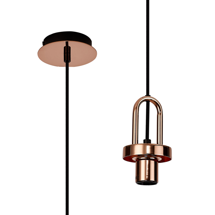 Idolite Camille 1 Light Pendant, 1 x E27, Copper/Matt Black