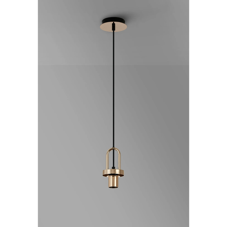Idolite Camille 1 Light Pendant, 1 x E27, French Gold/Matt Black