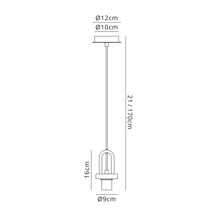 Idolite Camille 1 Light Pendant, 1 x E27, Polished Nickel/Matt Black