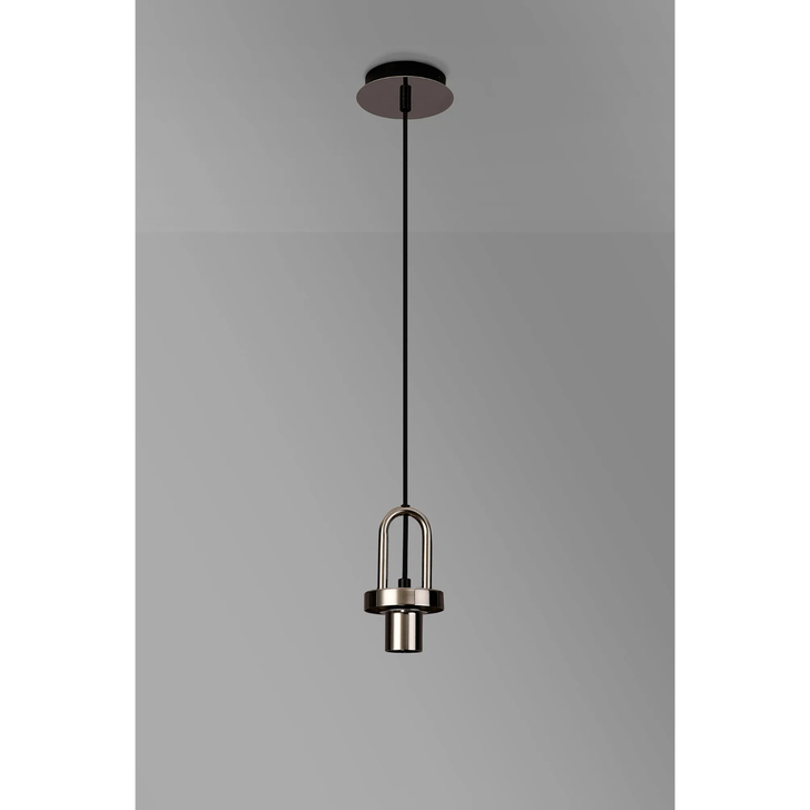 Idolite Camille 1 Light Pendant, 1 x E27, Polished Nickel/Matt Black
