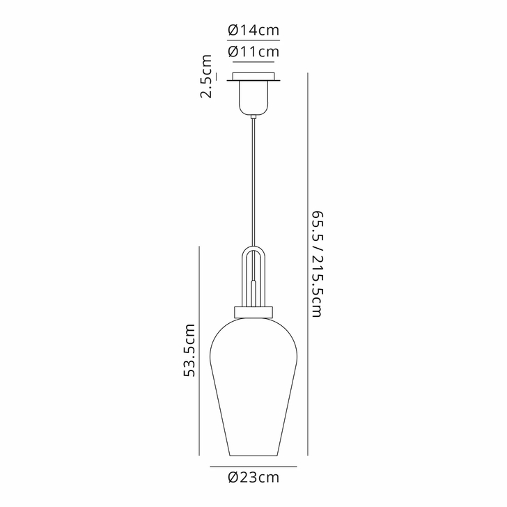 Idolite Camille 1 Light Pendant E27 With 23cm Pear Glass, Black Chrome/Matt Black/Smoked/Clear