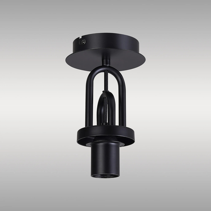 Idolite Camille 12cm Flush Ceiling Light, 1 x E27, Matt Black