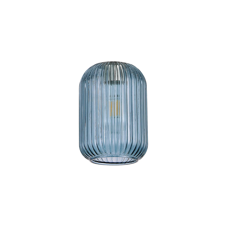 Idolite Camille 14cm Tubular Ribbed Glass, Petrol Blue