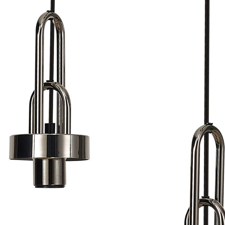 Idolite Camille 2.5m Round Suspension Kit, 5 x E27, Polished Nickel/Matt Black