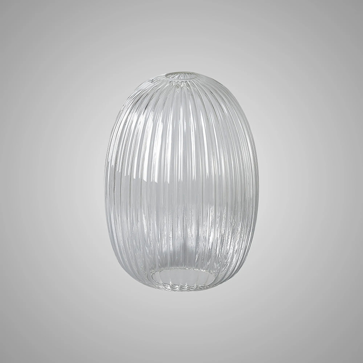 Idolite Camille 20cm Almond Ribbed Glass, Clear