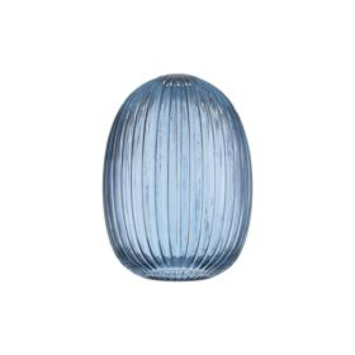 Idolite Camille 20cm Almond Ribbed Glass, Petrol Blue