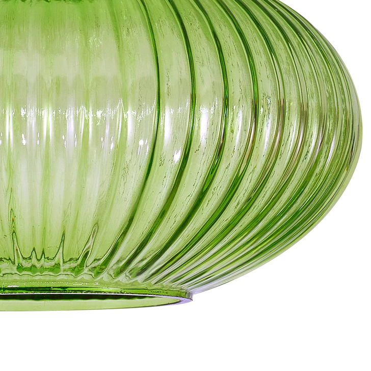 Idolite Camille 20cm Oval Sphere Ribbed Glass, Green