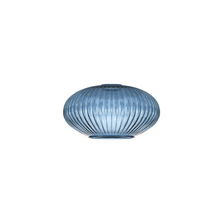 Idolite Camille 20cm Oval Sphere Ribbed Glass, Petrol Blue