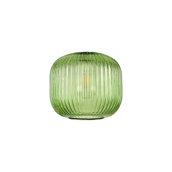 Idolite Camille 20cm Pumpkin Shaped Ribbed Glass, Green