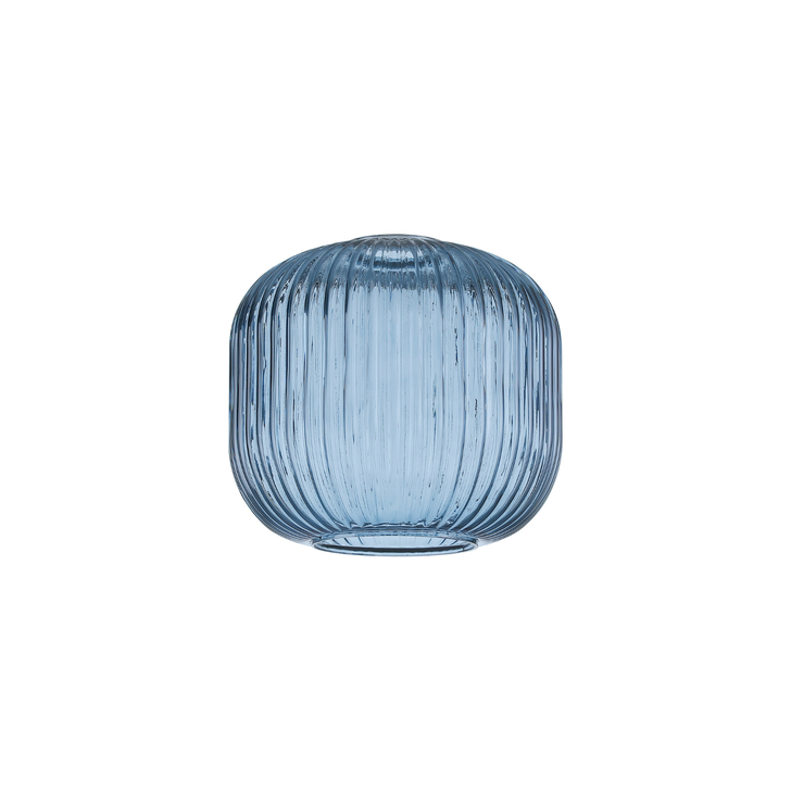 Idolite Camille 20cm Pumpkin Shaped Ribbed Glass, Petrol Blue