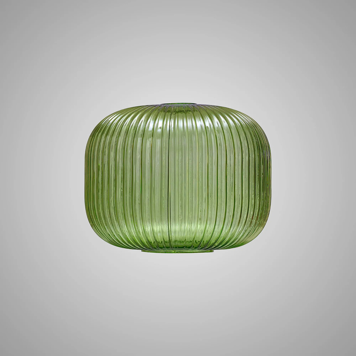 Idolite Camille 25cm Pumpkin Shaped Ribbed Glass, Green