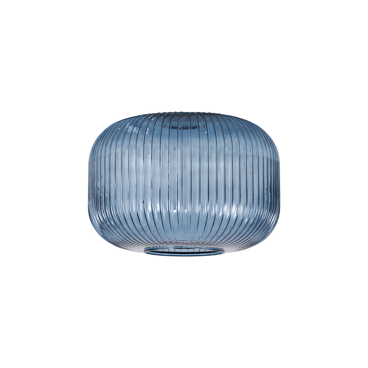 Idolite Camille 25cm Pumpkin Shaped Ribbed Glass, Petrol Blue