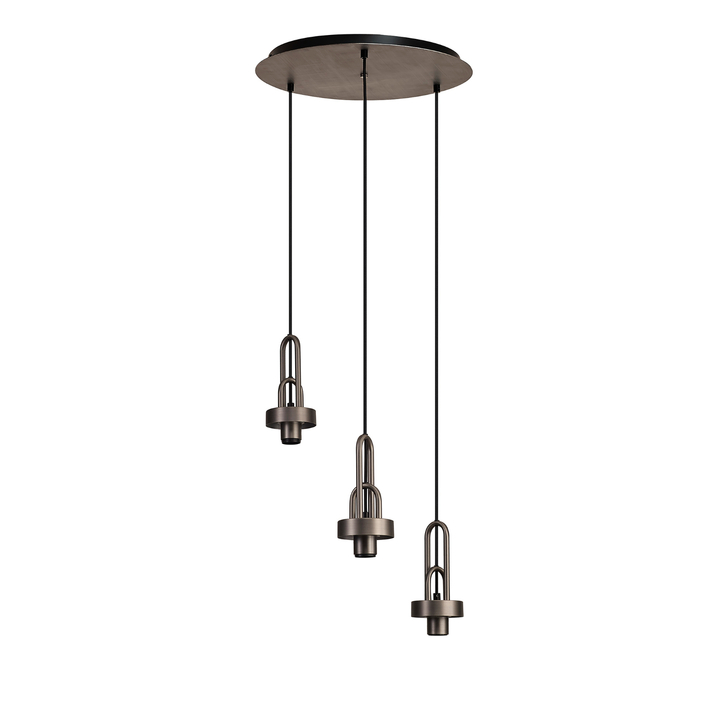 Idolite Camille 2m Round Suspension Kit, 3 x E27, Antique Silver/Matt Black