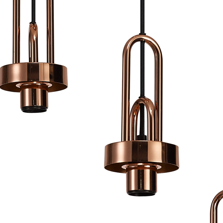 Idolite Camille 2m Round Suspension Kit, 3 x E27, Copper/Matt Black