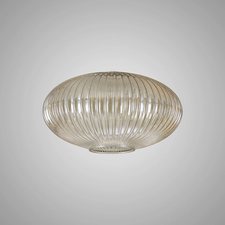 Idolite Camille 30cm Oval Sphere Ribbed Glass, Champagne