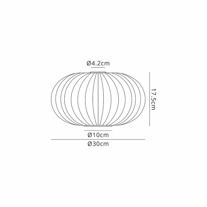 Idolite Camille 30cm Oval Sphere Ribbed Glass, Clear